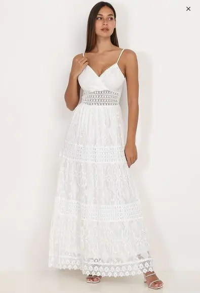 Vestido Longo de Renda Guipir Civil Noiva Casamento Festa