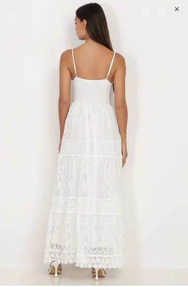 Vestido Longo de Renda Guipir Civil Noiva Casamento Festa