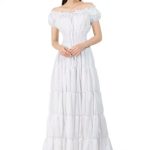 vestido longo estilo cigana rodado branco