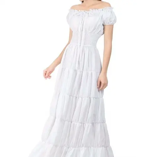 vestido longo estilo cigana rodado branco