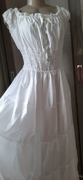 vestido longo estilo cigana rodado branco