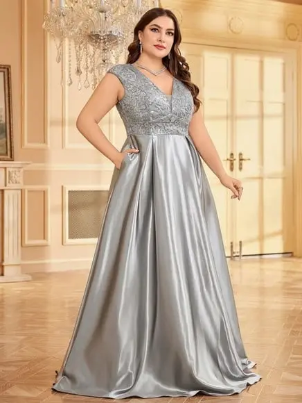 Vestido Longo Festa Madrinha Casamento Renda Cetim Plussize