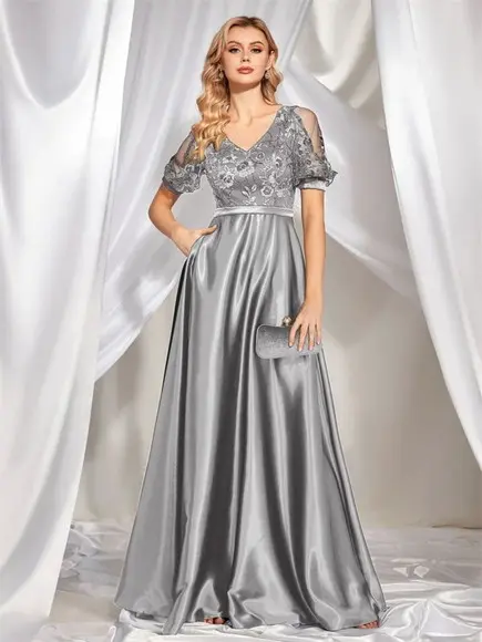 Vestido Longo Festa Madrinha Casamento Renda Cetim