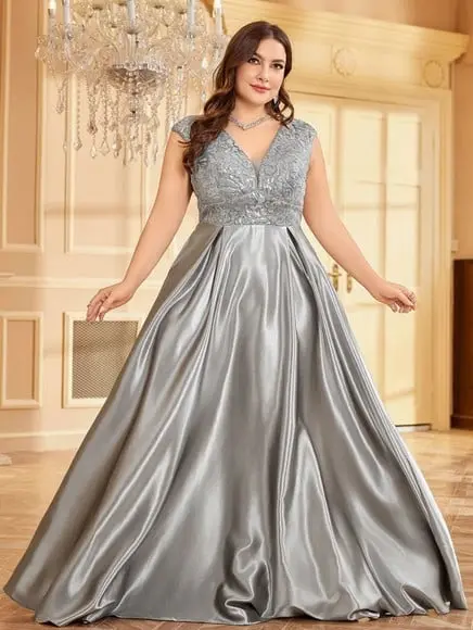 Vestido Longo Festa Madrinha Casamento Renda Cetim Plussize