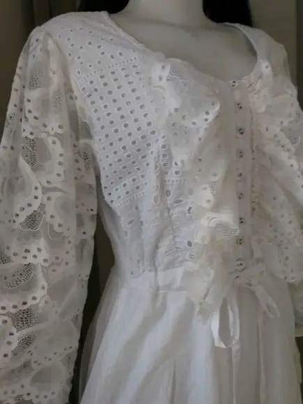 Vestido Longo Laise Renda Manga Longa Civil Noiva Batizado