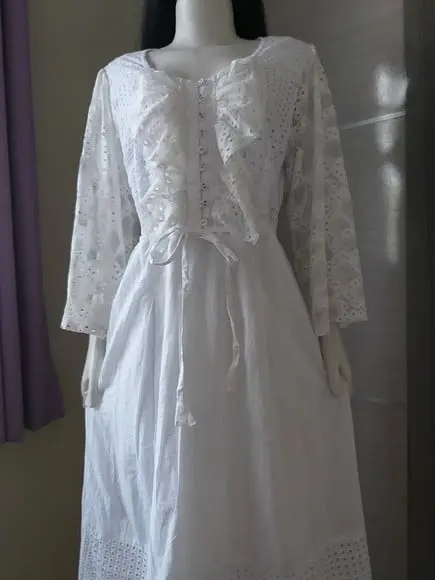 Vestido Longo Laise Renda Manga Longa Civil Noiva Batizado