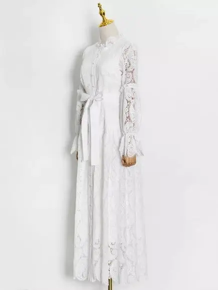 vestido longo renda bordada det artesanais festa sob medidas