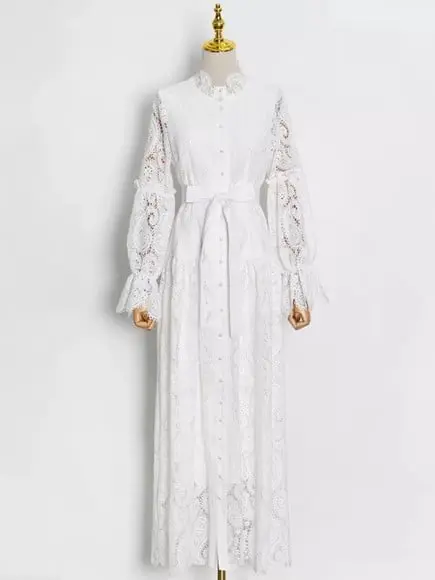 vestido longo renda bordada det artesanais festa sob medidas