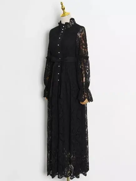 vestido longo renda bordada det artesanais festa sob medidas