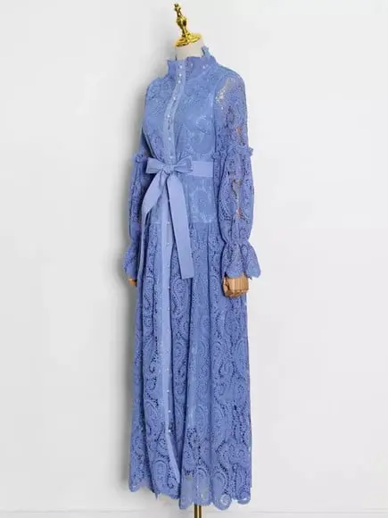vestido longo renda bordada det artesanais festa sob medidas