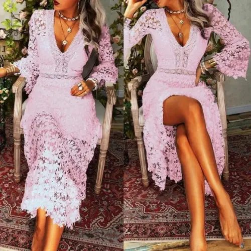 Vestido Longo Renda Guipir Madrinha Festa