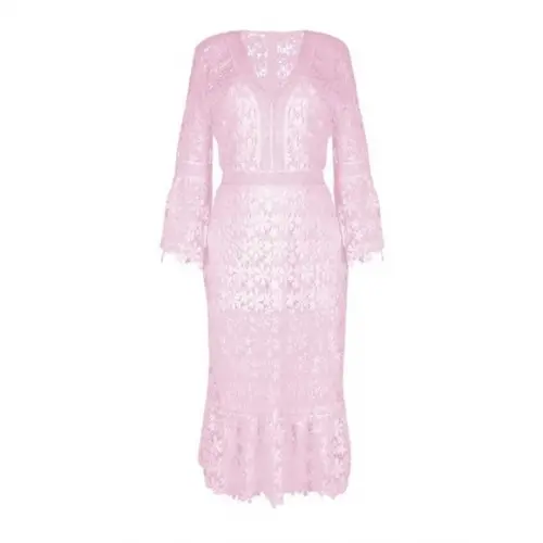 Vestido Longo Renda Guipir Madrinha Festa
