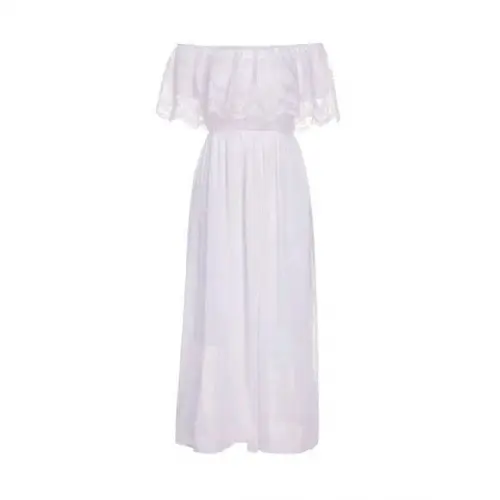 vestido longo renda manga ciganinha festa civil