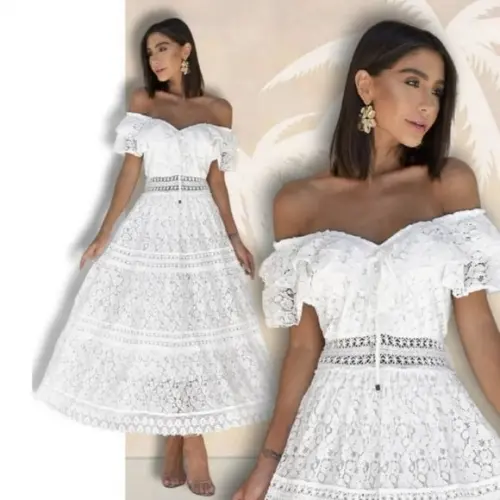 Vestido Longo Renda Manga Ciganinha Noiva Civil Pre Wedding