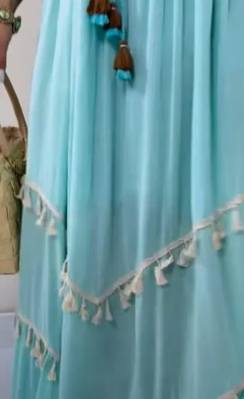 Vestido Longo Tecido Algodão Bordado Artesanal Boyo Chic