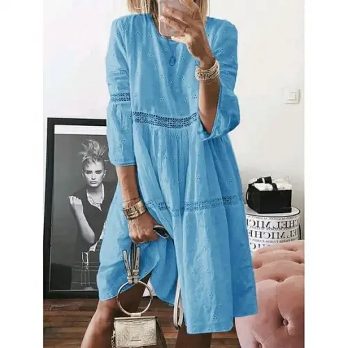Vestido Midi Manga 3/4 Laise Renda Plussize