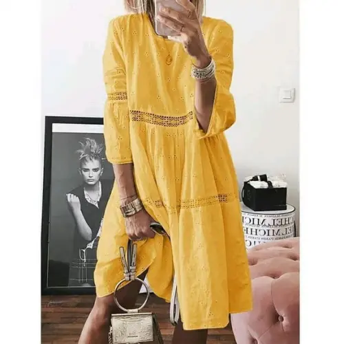 Vestido Midi Manga 3/4 Laise Renda Plussize
