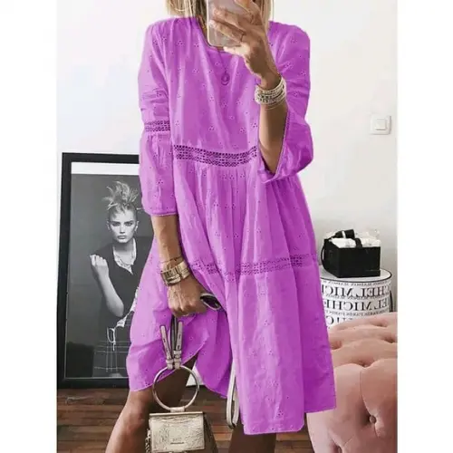Vestido Midi Manga 3/4 Laise Renda Plussize