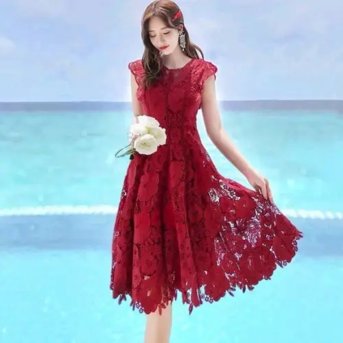 Vestido Renda Grupir Bordada Retro Artesanal Princesa
