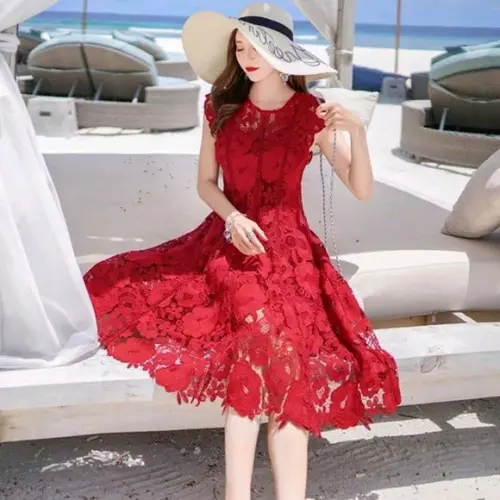 Vestido Renda Grupir Bordada Retro Artesanal Princesa