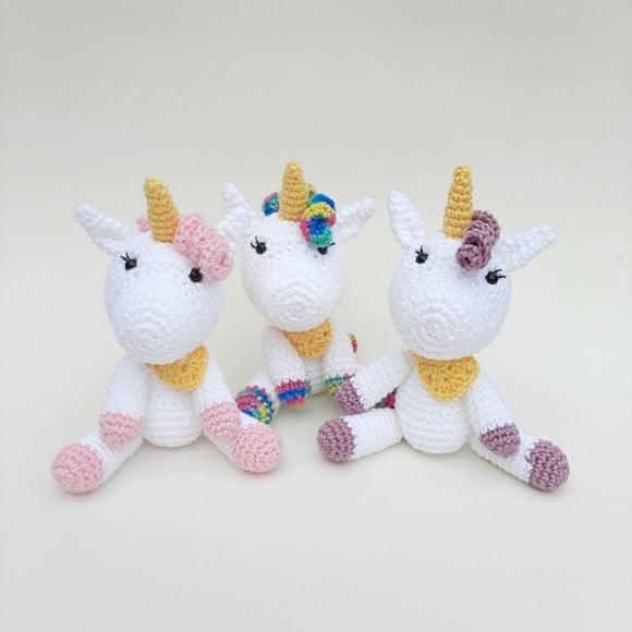 Amigurumi De Crochê Pequeno Unicórnio- Unidade