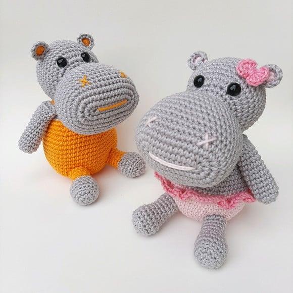 Dupla de Hipopótamos Amigurumi Crochê