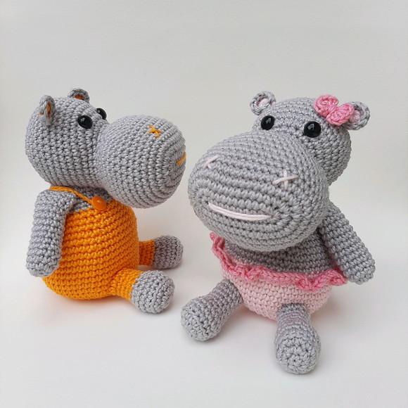 Dupla de Hipopótamos Amigurumi Crochê