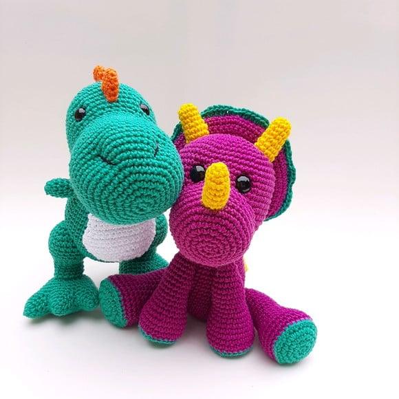Dupla Dinossauro de Crochê Amigurumi