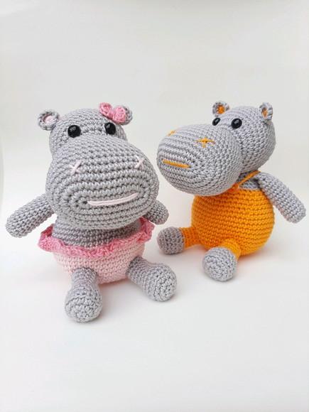 Dupla de Hipopótamos Amigurumi Crochê