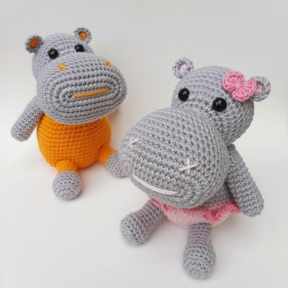 Dupla de Hipopótamos Amigurumi Crochê