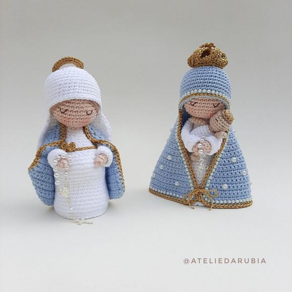 Dupla Nossa Senhora de Crochê Amigurumi Santinhas