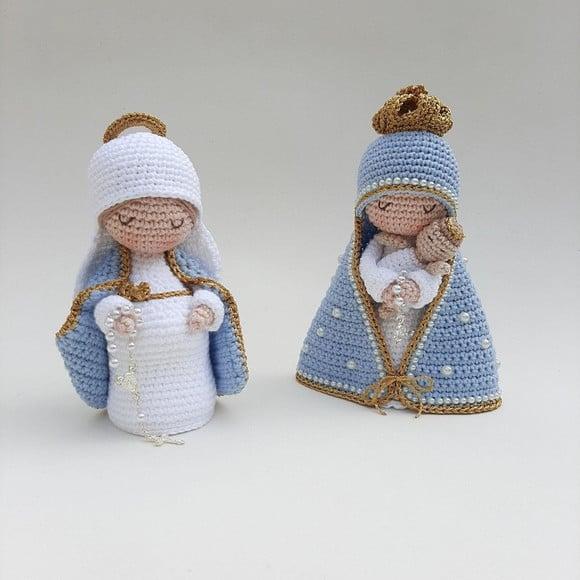 Dupla Nossa Senhora de Crochê Amigurumi Santinhas