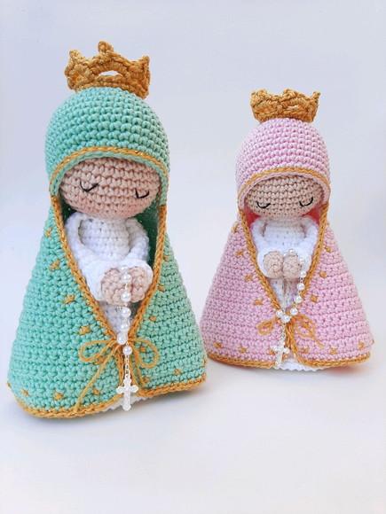 Dupla Nossa Senhora de Crochê Amigurumi Santinhas