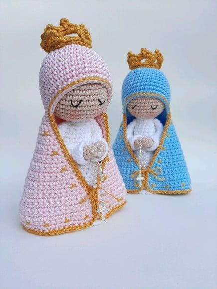 Dupla Nossa Senhora de Crochê Amigurumi Santinhas