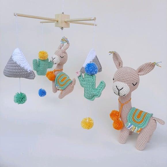 Kit Mobile lhama Crochê Amigurumi