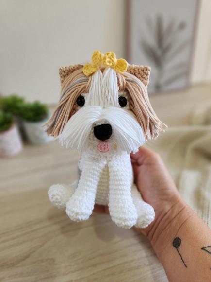 Mini Biewer Terrier Cãozinho de Crochê Amigurumi