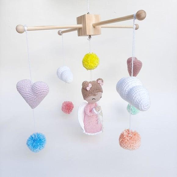 Mobile de Berço Anjinha Amigurumi Crochê