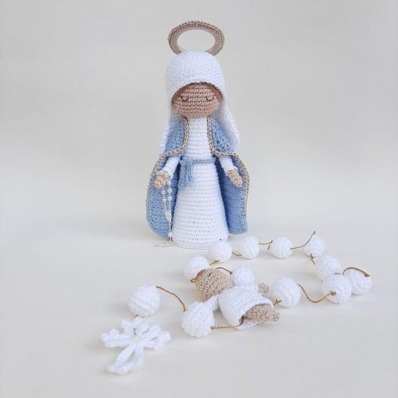 Nossa Senhora das Graças + Terço Crochê - Amigurumi