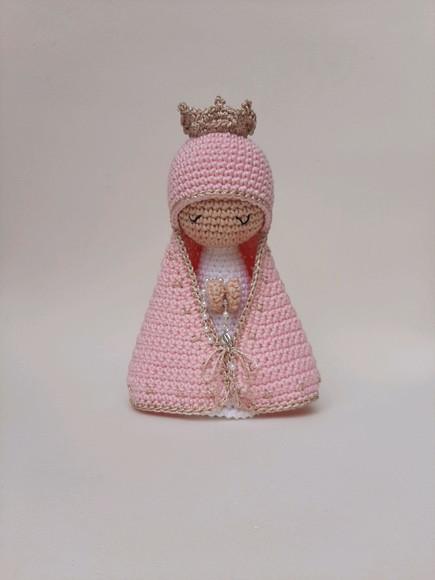 Nossa Senhora Aparecida Rosa em Crochê Amigurumi