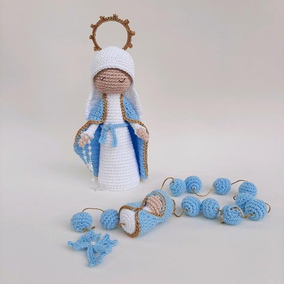 Nossa Senhora das Graças + Terço Crochê - Amigurumi