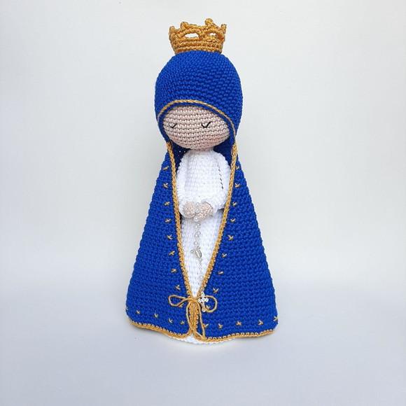 Nossa Senhora de Crochê Alongada Amigurumi Santinha