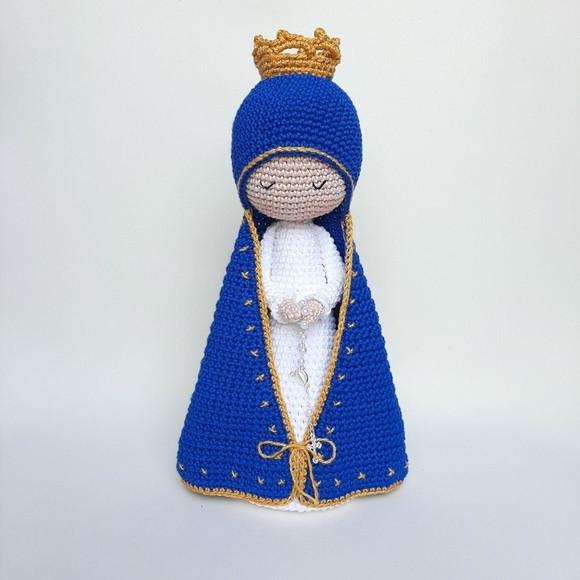 Nossa Senhora de Crochê Alongada Amigurumi Santinha