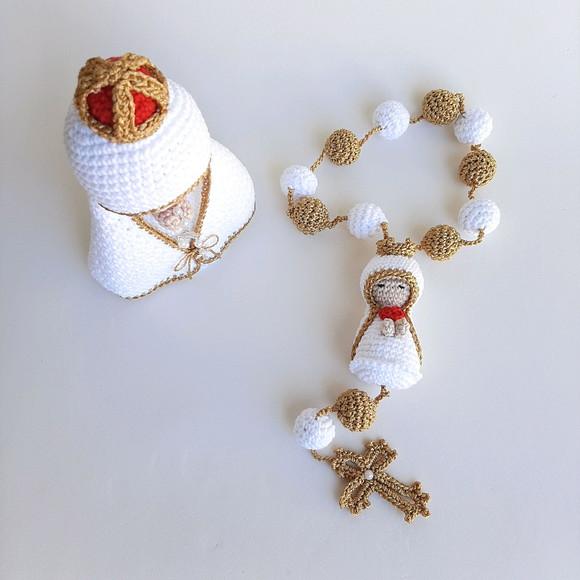 Nossa Senhora de Fátima + Terço Crochê - Amigurumi