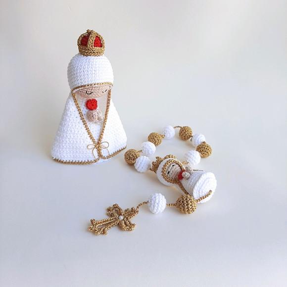 Nossa Senhora de Fátima + Terço Crochê - Amigurumi