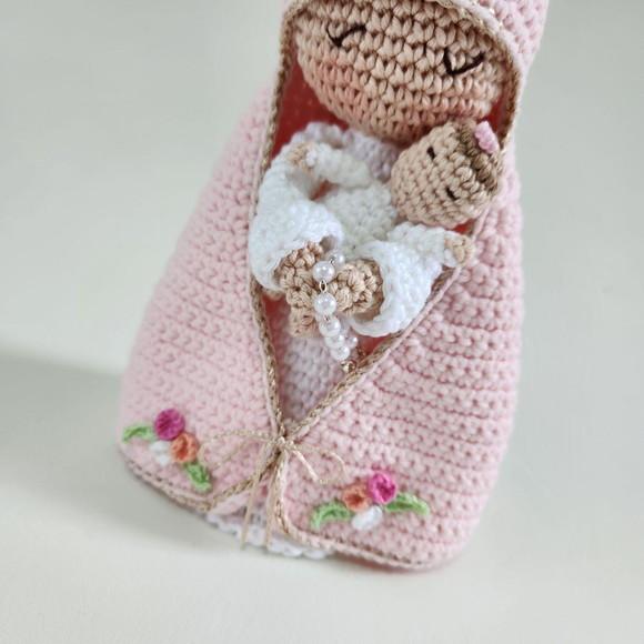 Nossa Senhora e Bebê Crochê Amigurumi