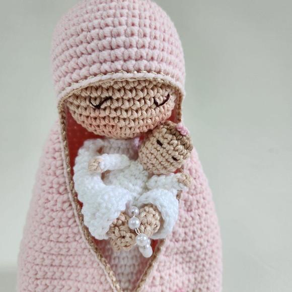 Nossa Senhora e Bebê Crochê Amigurumi
