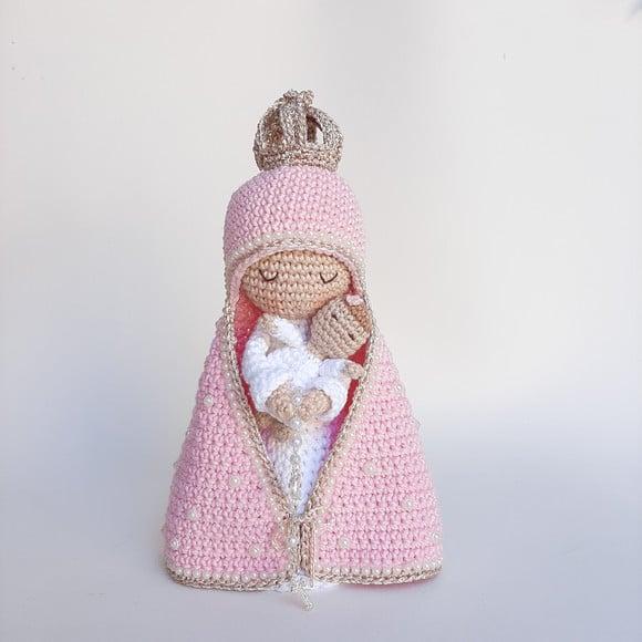 Nossa Senhora e Bebê Crochê Amigurumi