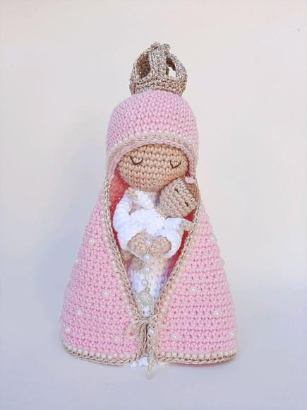 Nossa Senhora e Bebê Crochê Amigurumi