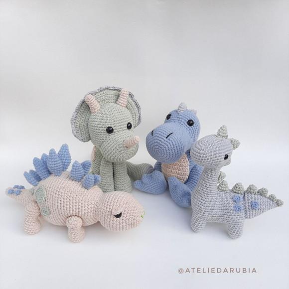 Quarteto Dinossauros de Crochê Amigurumi