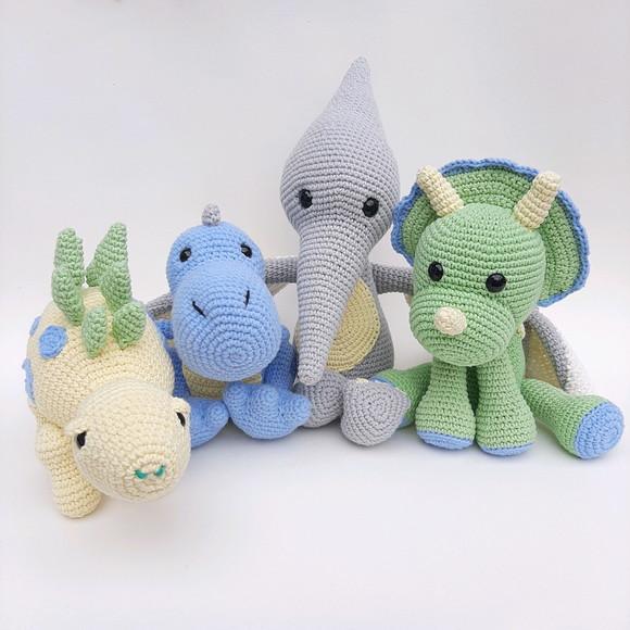 Quarteto Dinossauros de Crochê Amigurumi
